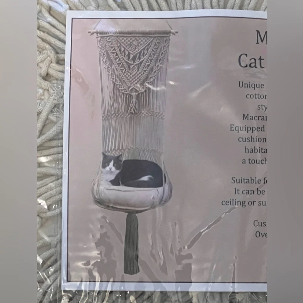 Macrame cat hammock